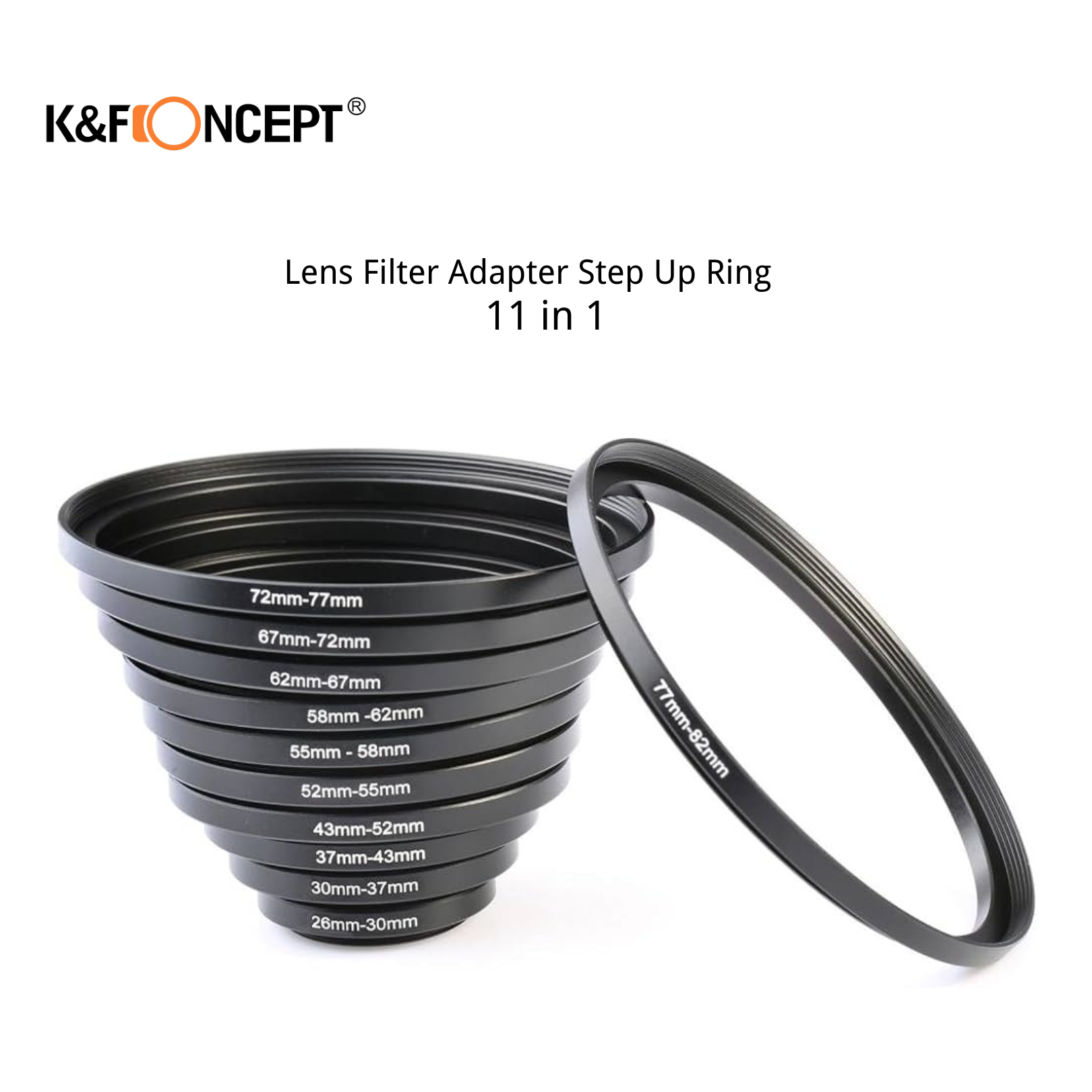 KNF Concept Filter Adapter Step Up Ring 11 in 1 (26-82mm)